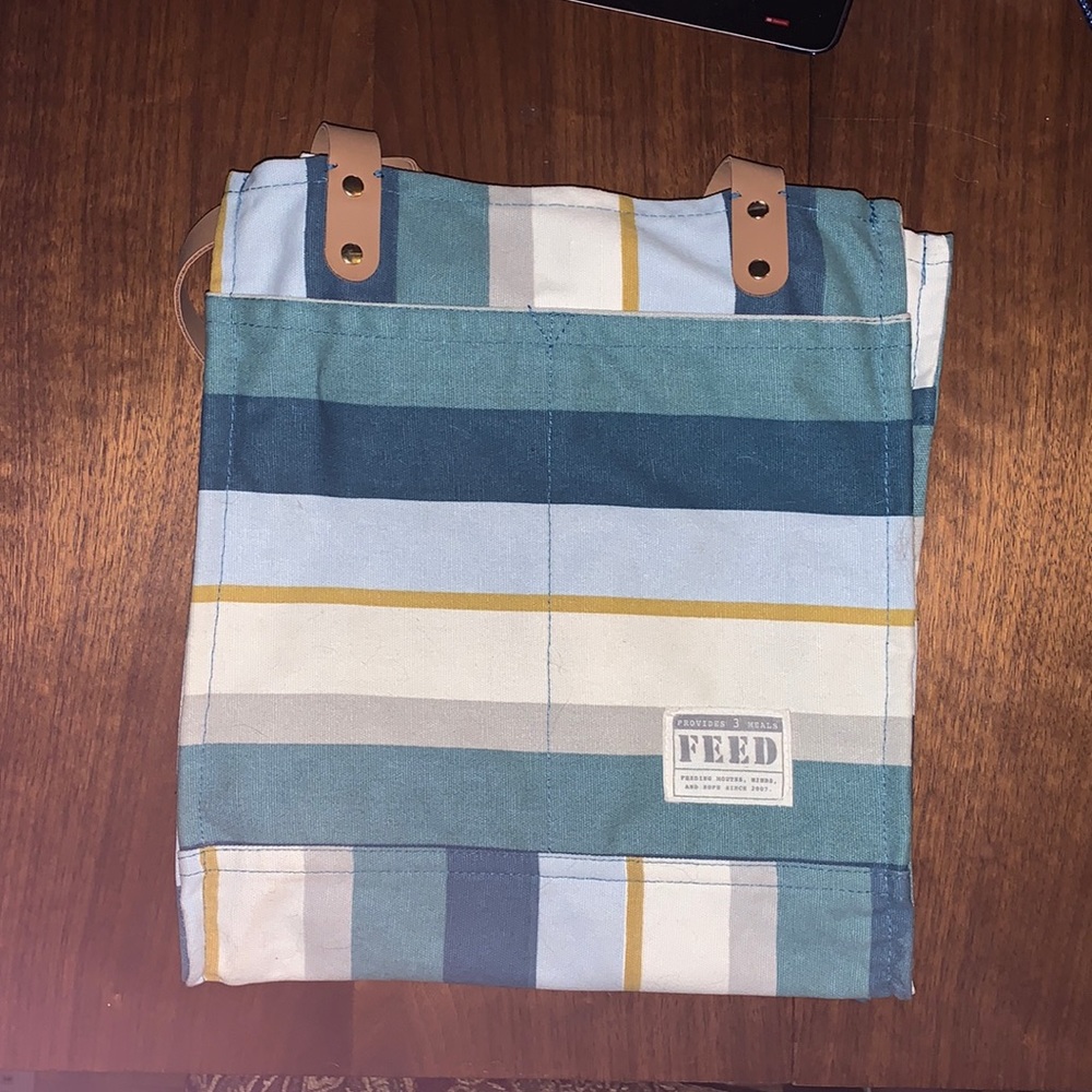 🆕Causebox FEED Coastal Stripe Canvas Market Tote